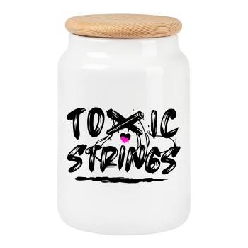 Toxic Strings 2 Farben - Keksdose mit Holzdeckel - Weiß - Vorne