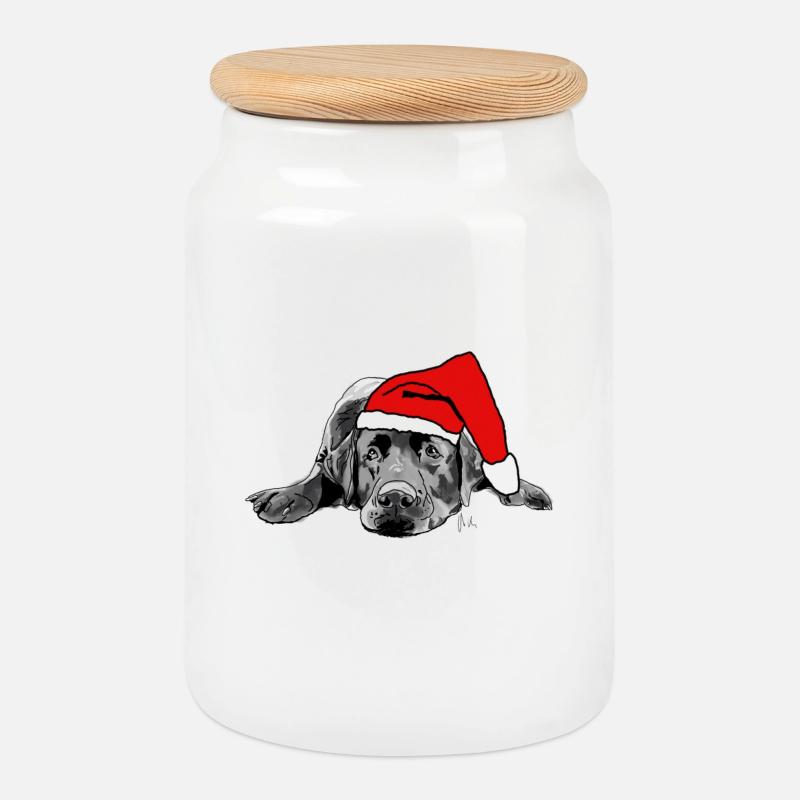 Labrador Weihnachten - Keksdose mit Holzdeckel - Weiß