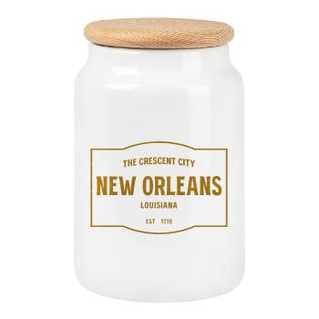 Crescent City New Orleans Emblem - Keksdose mit Holzdeckel - Weiß - Vorne