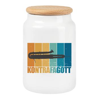 Kontrafagott Vintage Retro Instrument Geschenk - Keksdose mit Holzdeckel - Weiß - Vorne