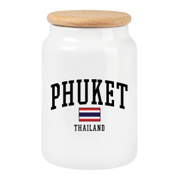 Motif du drapeau de Phuket Thaïlande - Boîte à biscuits avec couvercle en bois - blanc - Devant