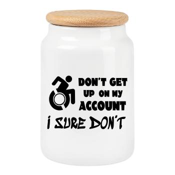 Don't get up for me, I'll stay in a wheelchair * - Cookie Jar with Wooden Lid - white - Front