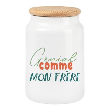 Génial comme mon frére tenue assortie pour famille - Boîte à biscuits avec couvercle en bois - blanc - Devant