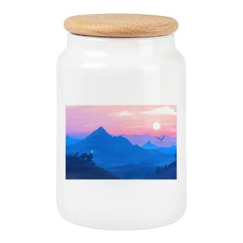 A Stellar Wolf Dream: Farben der Morgenröte - Poster - Keksdose mit Holzdeckel - Weiß - Vorne
