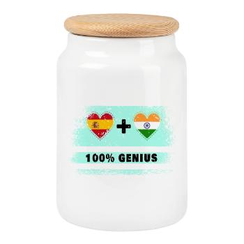 L’Espagne et l’Inde font 100% de génie - Boîte à biscuits avec couvercle en bois - blanc - Devant