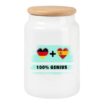 L’Espagne et l’Allemagne font preuve de génie à 100% - Boîte à biscuits avec couvercle en bois - blanc - Devant