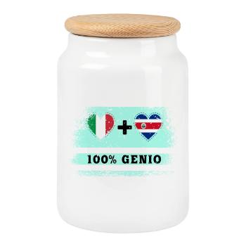 Italy and Costa Rica 100% genius flag - Cookie Jar with Wooden Lid - white - Front