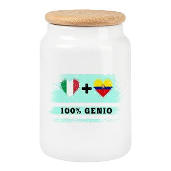 Italien und Ecuador 100% Genius Flagge - Keksdose mit Holzdeckel - Weiß - Vorne