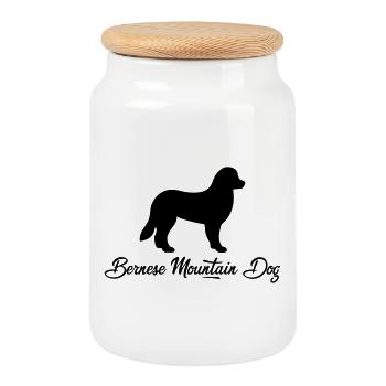 Bernese Mountain Dog - Cookie Jar with Wooden Lid - white - Front