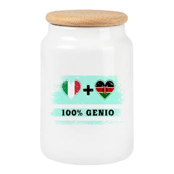Italien und Kenia 100% geniale Flagge - Keksdose mit Holzdeckel - Weiß - Vorne