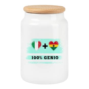 Drapeau de l’Italie et du Ghana 100 % ingénieur - Boîte à biscuits avec couvercle en bois - blanc - Devant