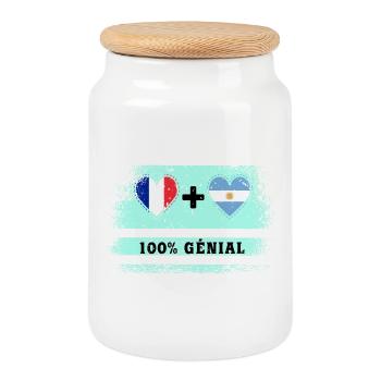 Drapeau de la France et de l'Argentine 100% génial - Boîte à biscuits avec couvercle en bois - blanc - Devant