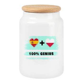 L’Espagne et la Pologne font preuve de génie à 100% - Boîte à biscuits avec couvercle en bois - blanc - Devant