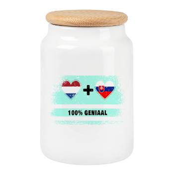 Slovaquie et Pays-Bas 100% Genius flag - Boîte à biscuits avec couvercle en bois - blanc - Devant