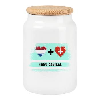 Avez-vous mis les Pays-Bas et la Suisse dans votre cœur? - Boîte à biscuits avec couvercle en bois - blanc - Devant