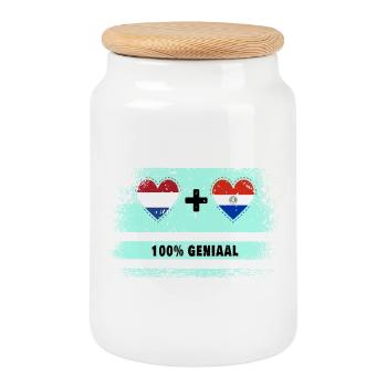 Drapeau 100% Genius du Paraguay et des Pays-Bas - Boîte à biscuits avec couvercle en bois - blanc - Devant