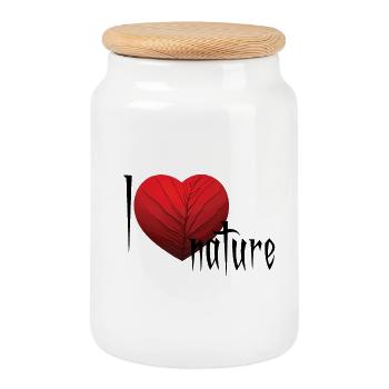 Coeur Veiné Rouge - Boîte à biscuits avec couvercle en bois - blanc - Devant