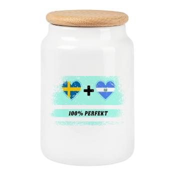El Salvador and Sweden 100% Perfect / Gift - Cookie Jar with Wooden Lid - white - Front