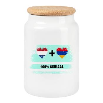 Arménie et Pays-Bas 100% Genius flag - Boîte à biscuits avec couvercle en bois - blanc - Devant