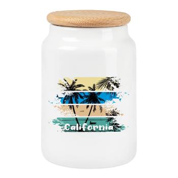 californie - Boîte à biscuits avec couvercle en bois - blanc - Devant