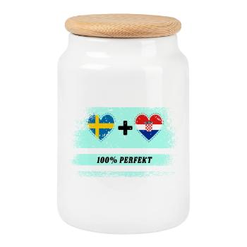 Croatie et Suède 100% parfait / cadeau - Boîte à biscuits avec couvercle en bois - blanc - Devant