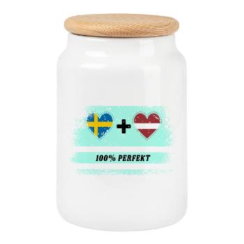 Lettland und Schweden 100% perfekt / Geschenk - Keksdose mit Holzdeckel - Weiß - Vorne