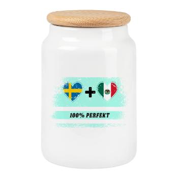Mexique et Suède 100% parfait / cadeau - Boîte à biscuits avec couvercle en bois - blanc - Devant