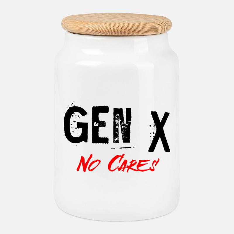 Gen X - Cookie Jar with Wooden Lid - white