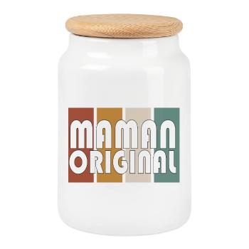 Original Mom - Cookie Jar with Wooden Lid - white - Front