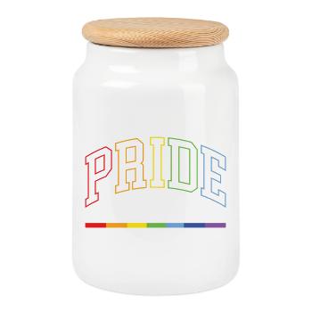 LGBTQ+ Pride. Love is Love - Cookie Jar with Wooden Lid - white - Front
