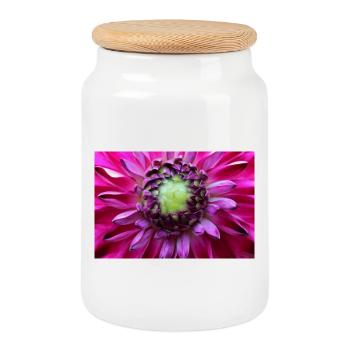 pinke Blume Blüte bunt rosa Poster - Keksdose mit Holzdeckel - Weiß - Vorne