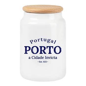 Porto a Cidade Invicta Est 1123 - Boîte à biscuits avec couvercle en bois - blanc - Devant