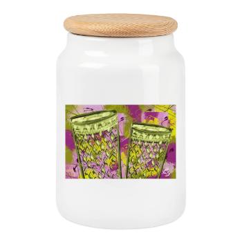 Cider glasses modern - Cookie Jar with Wooden Lid - white - Front
