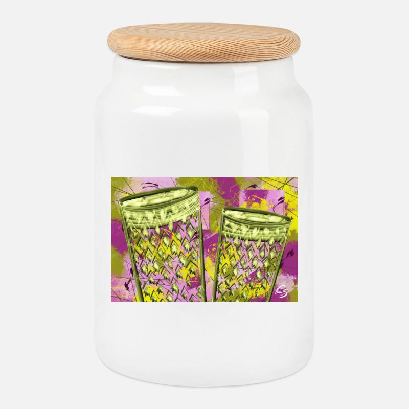 Verres à cidre modernes - Boîte à biscuits avec couvercle en bois - blanc