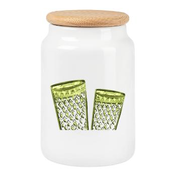 Ribbed for apple wine Ebbelwoi Äppler - Cookie Jar with Wooden Lid - white - Front