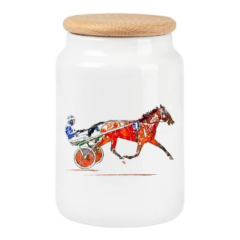 Trot - Boîte à biscuits avec couvercle en bois - blanc - Devant