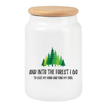 And Into The Forest I Go - Cookie Jar with Wooden Lid - white - Front