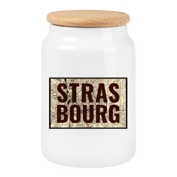 Strasbourg Stadtkarte Druck - Keksdose mit Holzdeckel - Weiß - Vorne