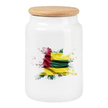 Togo Flag Splash of Color Art Flag Urban - Cookie Jar with Wooden Lid - white - Front