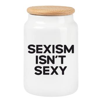 Sexismus ist nicht sexy - Keksdose mit Holzdeckel - Weiß - Vorne