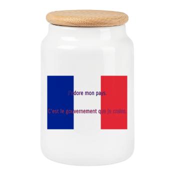 J'adore mon pays - Boîte à biscuits avec couvercle en bois - blanc - Devant