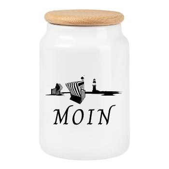 Moin - Keksdose mit Holzdeckel - Weiß - Vorne