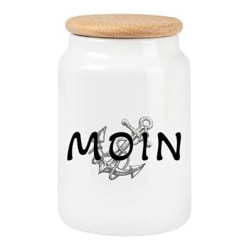 Moin - Keksdose mit Holzdeckel - Weiß - Vorne