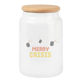 Merry Crisis - Lieber Schnee - Keksdose mit Holzdeckel - Weiß - Vorne