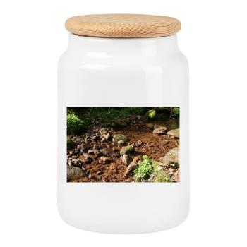 Schwarzwälder Waldbach - Keksdose mit Holzdeckel - Weiß - Vorne
