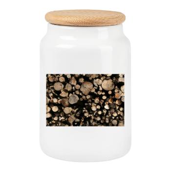 ROUND TIMBER - Cookie Jar with Wooden Lid - white - Front