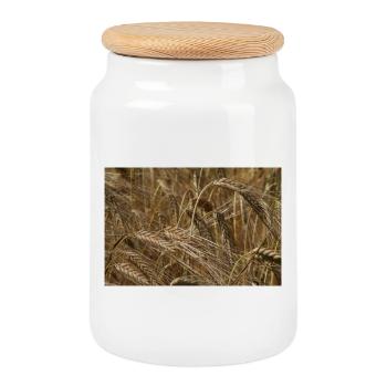 Champ de blé d’or - Boîte à biscuits avec couvercle en bois - blanc - Devant
