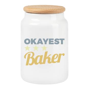 Average baker - Cookie Jar with Wooden Lid - white - Front