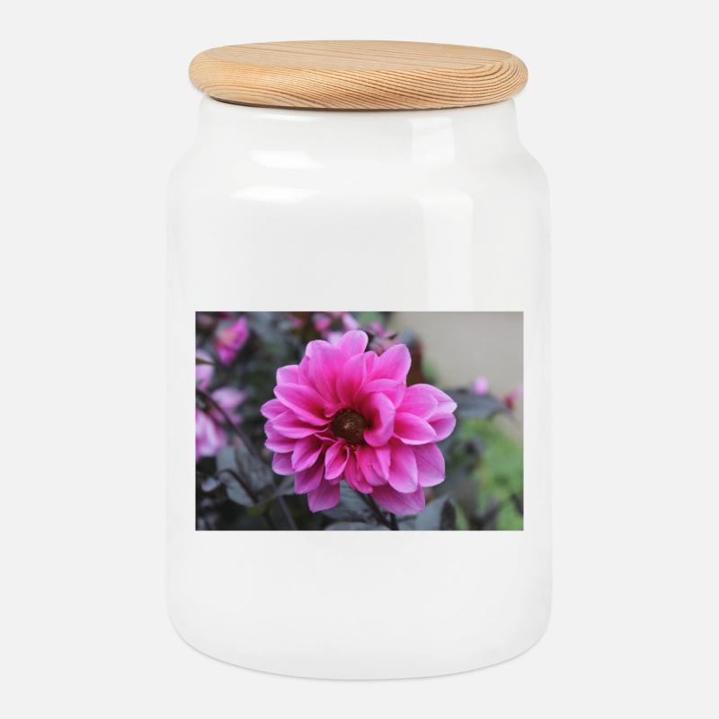 Dahlie pink rosa Blüte ,Blume - Keksdose mit Holzdeckel - Weiß