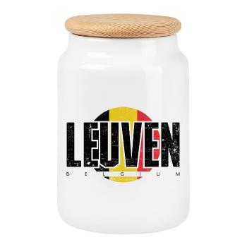 Amour Géométrique Monogramme - Boîte à biscuits avec couvercle en bois - blanc - Devant